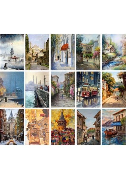 Türk Ressamları Tabloları Temalı Kartpostal Seti (10X15 cm 15 Adet)