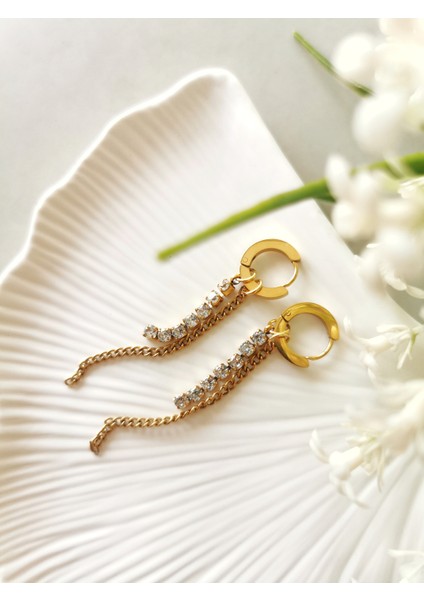 Paslanmaz Çelik Taşlı Sallantılı Kadın Küpe fiyatları