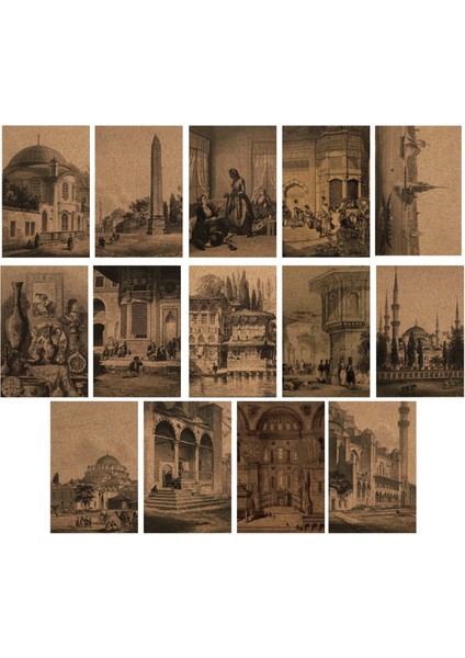 Gravür Temalı Kartpostal Seti (10X15 cm 14 Adet)