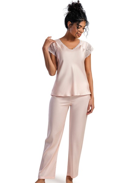 Kadın Satenkısa Kol Pijama Takım 161220