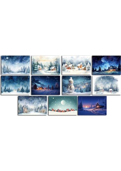 Kış Temalı Kartpostal Seti (15X10 cm 11 Adet)