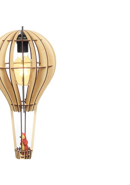 Kapadokya Çocuk Genç Odası Için Ahşap Mdf 3D Puzzle Uçan Balon Avize- Biblo Ampul Dahil Değildir