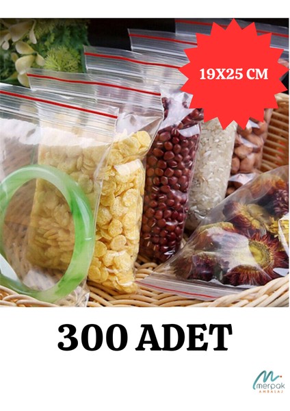 Kilitli Torba Şeffaf Kilitli Poşet Naylon Torba 19X25 cm 300'LÜ