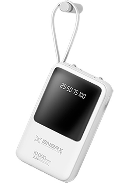 Enerx 10000 Mah 2.0 Amper Powerbank Beyaz Dahili Kablolu