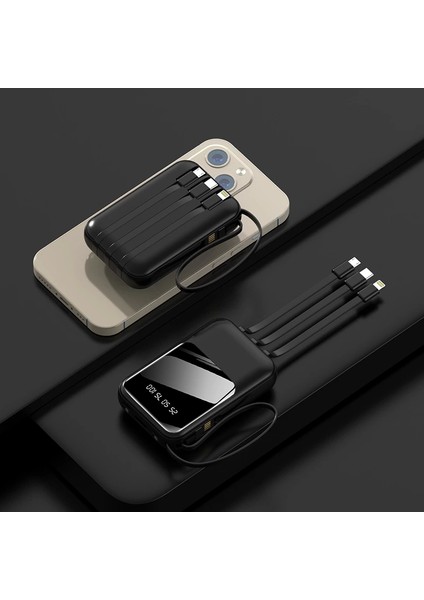 Enerx 10000 Mah 2.0 Amper Powerbank Siyah Dahili Kablolu
