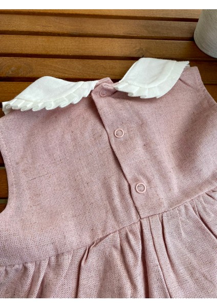 Babyaden Yakası Nakışlı Keten Fırfırlı Şortu Alt Üst Kız Bebek Takım fırsatları