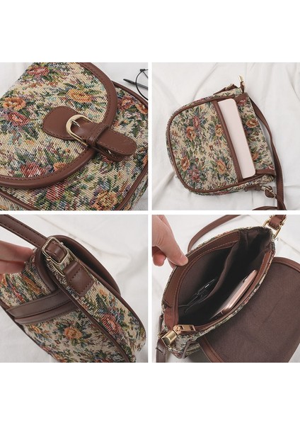 Siyah Hylhexyr Omuz Çantası Edebi Eyer Çantası Retro Çiçek Pamuk Keten Kanvas Tote Kadın Küçük Crossbody Çanta (Yurt Dışından) fırsatları