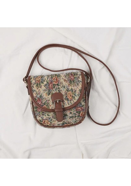 Siyah Hylhexyr Omuz Çantası Edebi Eyer Çantası Retro Çiçek Pamuk Keten Kanvas Tote Kadın Küçük Crossbody Çanta (Yurt Dışından) indirimleri
