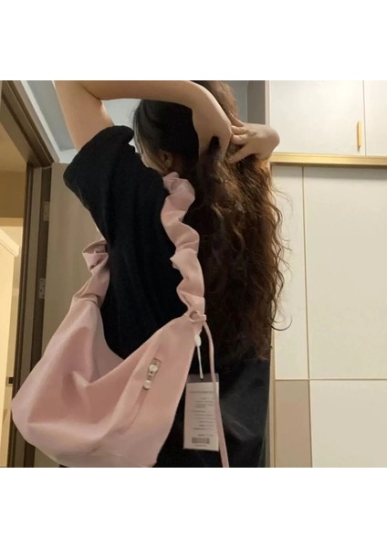 Siyah 40 13 23CM Miyagawa Ins Stil Crossbody Çanta Niş Pileli Bulut Çanta Rahat Büyük Kapasiteli Çalışma Işe Gidiş Omuz Çantası Çok Yönlü Çanta (Yurt Dışından) fırsatları