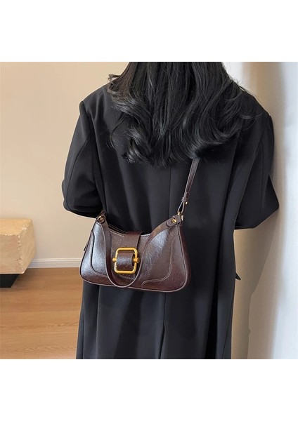 Haki 25CMX12CMX6CM Sol Taraftaki Küçük Kemer Tokası Tasarım Omuz Çantaları Kadınlar Için 2023 Yeni Moda Trendi Tasarımcı Crossbody Çanta Koltukaltı Çanta Çanta (Yurt Dışından) fırsatları