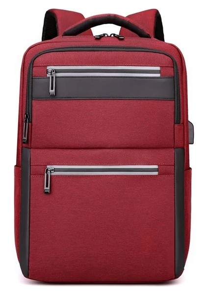 Şarap Kırmızı 42X28X16 cm Erkek Sırt Çantaları Çok Fonksiyonlu Su Geçirmez Çanta USB Şarj Dizüstü Sırt Çantası Erkek Iş Seyahat Sırt Çantası Çok Bölmeli Tasarım (Yurt Dışından)