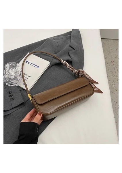 Çamur Rengi Y2K Stil Tasarım Koltukaltı Çanta Kadınlar Için 2023 Sonbahar Kış Kore Moda Düz Renk Eşarp Omuz Çantası Çanta ve Çantalar (Yurt Dışından)