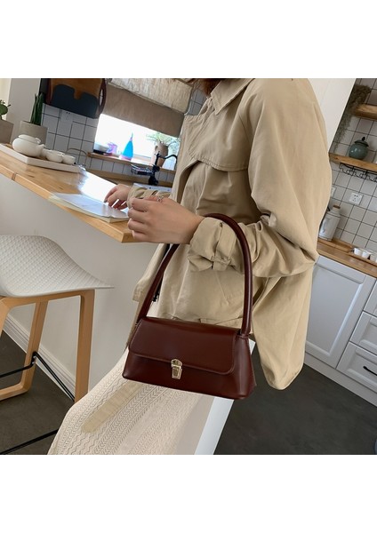 Kahverengi Koltuk Altı Çantası Kadın Çantası 2023 Fransız Fashionniche Çanta Batı Tarzı Yeni Trendy Taşınabilir Tüm Maç Ins Omuz Çantası Çanta (Yurt Dışından)