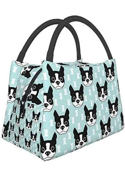 XXBQ-391 22X20X10CM 9X8X4IN Yeniden Kullanılabilir Öğle Yemeği Çantası Boston Terrier ve Köpek Yalıtımlı Yemek Kabı Soğutucu Tote Çanta Organizatör Çantası Çalışmak Için Açık Piknik (Yurt Dışından)