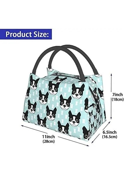 XXBQ-391 22X20X10CM 9X8X4IN Yeniden Kullanılabilir Öğle Yemeği Çantası Boston Terrier ve Köpek Yalıtımlı Yemek Kabı Soğutucu Tote Çanta Organizatör Çantası Çalışmak Için Açık Piknik (Yurt Dışından) fiyatları