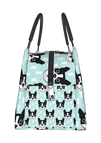 XXBQ-391 22X20X10CM 9X8X4IN Yeniden Kullanılabilir Öğle Yemeği Çantası Boston Terrier ve Köpek Yalıtımlı Yemek Kabı Soğutucu Tote Çanta Organizatör Çantası Çalışmak Için Açık Piknik (Yurt Dışından) modelleri