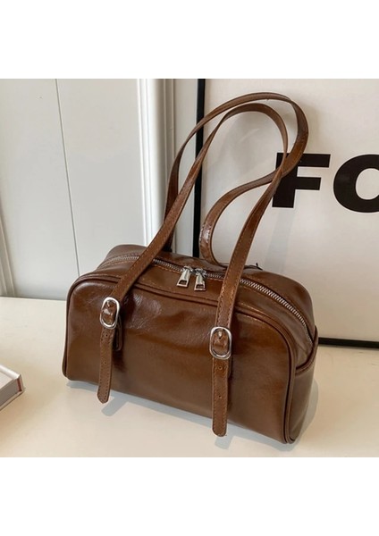 Kahverengi Kadın Omuz Çantası Düz Renk Moda Çanta Ayarlanabilir Askı ile Crossbody Çanta Koltukaltı Çanta Iş Alışveriş Seyahat Için (Yurt Dışından)