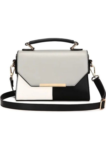 Bir Kadının Yeni Crossbody Çantası Çok Yönlü Moda Tek Omuz El Tipi Kadın Siyah Beyaz Küçük Çanta (Yurt Dışından)