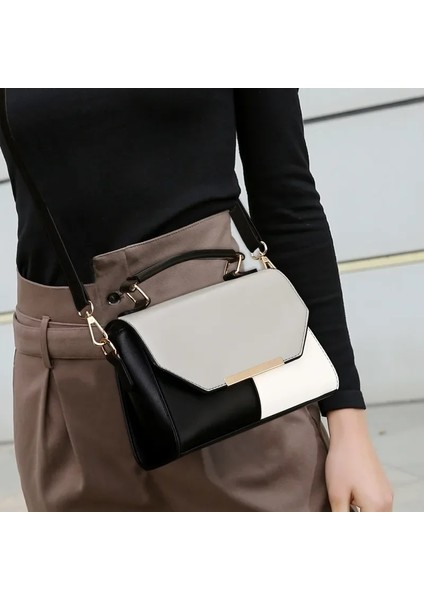 Bir Kadının Yeni Crossbody Çantası Çok Yönlü Moda Tek Omuz El Tipi Kadın Siyah Beyaz Küçük Çanta (Yurt Dışından) modelleri