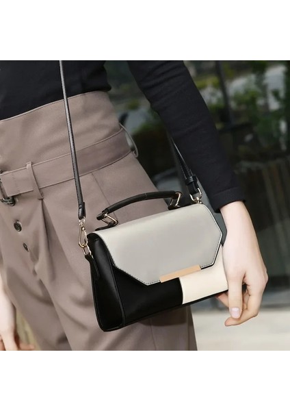 Bir Kadının Yeni Crossbody Çantası Çok Yönlü Moda Tek Omuz El Tipi Kadın Siyah Beyaz Küçük Çanta (Yurt Dışından) indirimleri