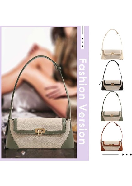 Yeşil Kadın Koltukaltı Hobo Çanta Patchwork Üst Kolu Çanta Çok Yönlü Flap Omuz Çantası Yumuşak Satchel Çanta Alışveriş Çantası (Yurt Dışından)