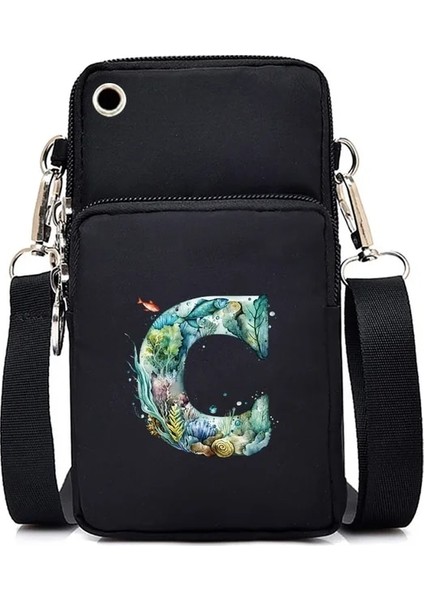7fish Mektup C Küçük Crossbody Çanta Cep Telefonu Çantası Kadın Çanta Kanvas Cep Telefonu Çanta Balık Serisi Seyahat Omuz Çantası 2024 Yeni (Yurt Dışından)