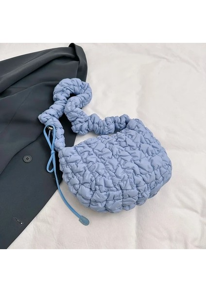 Açık Mavi 30CMX25CMX8CM Sol Taraf Küçük Naylon Tasarım 2023 Trend Kore Moda Omuz Çantaları Kadınlar Için Basit Crossbody Çanta Çanta Bayan Seyahat Hobo Çanta (Yurt Dışından)