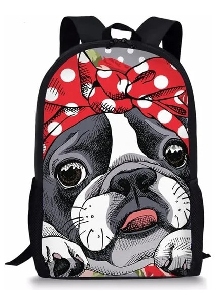 Z2527C Forudesigns Kız Sırt Çantası Sevimli 3D Köpek Boston Terrier Baskı Öğrencileri Çocuklar Okul Çantaları Çocuk Sırt Çantası Genç Kız Sırt Çantası (Yurt Dışından)