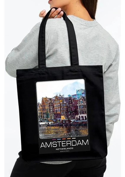 Lizbon Portekiz 35X40 cm Boston Dublin Kiev Atina Kadın Kanvas Siyah Omuz Çantaları Harajuku Çanta Tote Eko Yeniden Kullanılabilir Pamuk Katlanabilir Alışveriş Çantaları (Yurt Dışından) modelleri