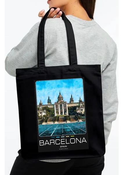 Lizbon Portekiz 35X40 cm Boston Dublin Kiev Atina Kadın Kanvas Siyah Omuz Çantaları Harajuku Çanta Tote Eko Yeniden Kullanılabilir Pamuk Katlanabilir Alışveriş Çantaları (Yurt Dışından) indirimleri