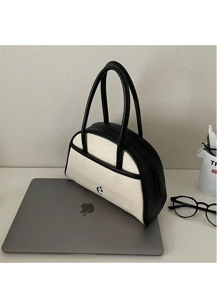 Siyah Vintage Boston Kanvas Çanta Kadın Rahat Seyahat Postacı Çantası Moda Rahat Kadın Y2K Omuzdan Askili Çanta Bolsas Para Mujeres (Yurt Dışından)