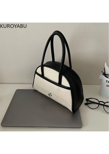 Siyah Vintage Boston Kanvas Çanta Kadın Rahat Seyahat Postacı Çantası Moda Rahat Kadın Y2K Omuzdan Askili Çanta Bolsas Para Mujeres (Yurt Dışından) fırsatları