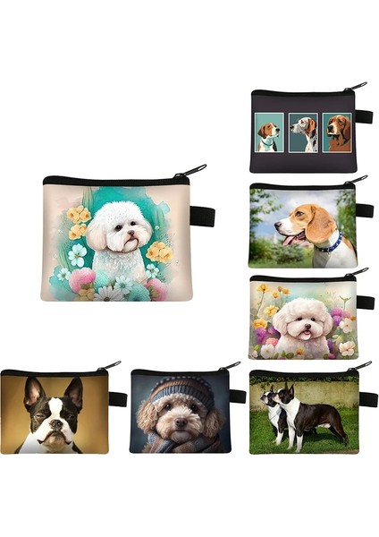 LQBDOUYGX10W Bichon / Frise Beagle / Boston Terrier Köpek Baskı Madeni Para Çanta Kadın Kimlik Kredi Kartı Tutucu Mini Para Para Çantaları Rahat Cüzdan Hediye (Yurt Dışından) fırsatları