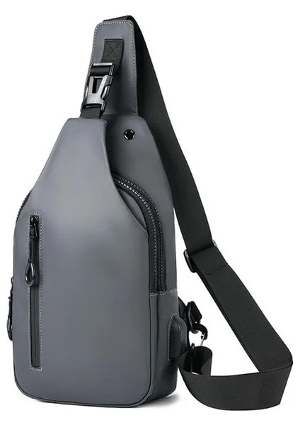 Gri Tasarımcı Göğüs Çantası Erkekler Için Tek Omuz Çantası Rahat Crossbody Göğüs Sırt Çantası Moda Fanny Paketi Sling Messenger Sling Çanta (Yurt Dışından)