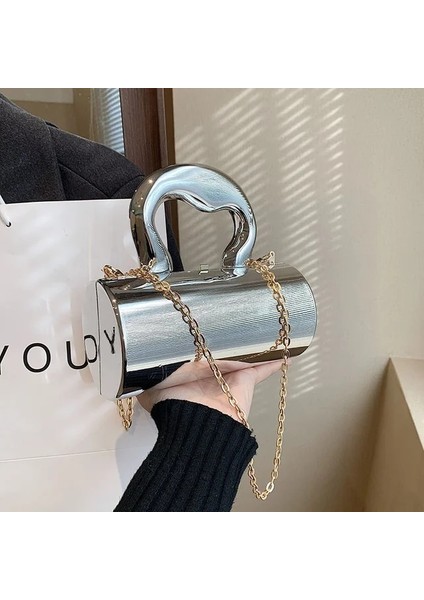 Gül Kırmızı Yeşil Omuz Çantası Kadın Boston Çanta Trend Silindir Küçük Omuz Çantası Çanta Moda Akrilik Kutu Çanta Satchel Tasarımcı Bayanlar Zincir Crossbody Çanta (Yurt Dışından)