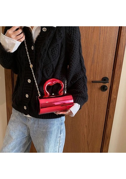 Gül Kırmızı Yeşil Omuz Çantası Kadın Boston Çanta Trend Silindir Küçük Omuz Çantası Çanta Moda Akrilik Kutu Çanta Satchel Tasarımcı Bayanlar Zincir Crossbody Çanta (Yurt Dışından) modelleri