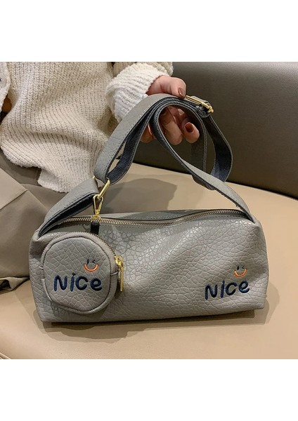 Gri 29X12X10CM Kadınlar Için Ünlü Marka Tasarım Çanta 2023 Lüks Bolso Çoğaltma Moda Retro Çanta Kadın Tote Çanta Alışveriş Çantası 2-In-1 Çanta (Yurt Dışından)