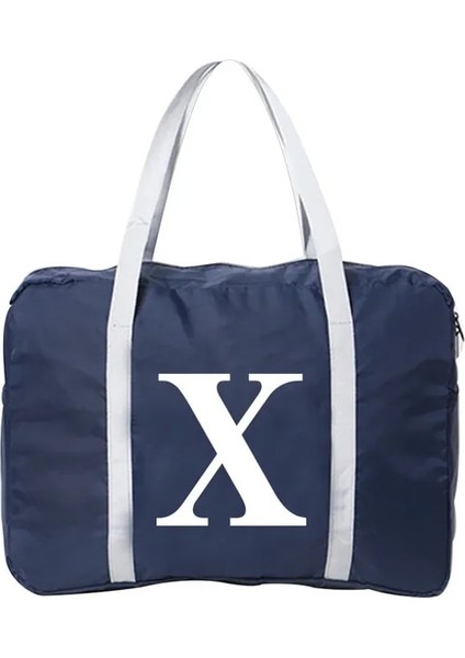 5beyaz x Boston Çanta Seyahat Çantası Büyük Kapasiteli Unsiex Hafta Sonu Çanta Saplı Çanta Seyahat Taşıma Çantası Beyaz 26 Harf Desenli Katlanabilir Duffle Çanta (Yurt Dışından)