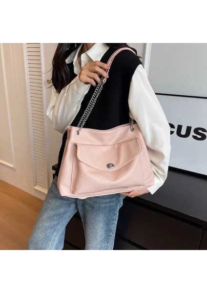 Sıcak Pembe Kadın Zincir Çanta Moda ve Basit Büyük Kapasiteli Omuz Çantası Crossbody Çanta Kadın Çanta Çantalar Копії Брендових Сумок (Yurt Dışından) indirimleri