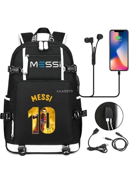 Resim Renk Messi Kapasiteli Sırt Çantası Genç Kız Erkek USB Şarj Dizüstü Okul Çantaları Kamuflaj Dizüstü Seyahat Iş Açık Mochilas (Yurt Dışından)