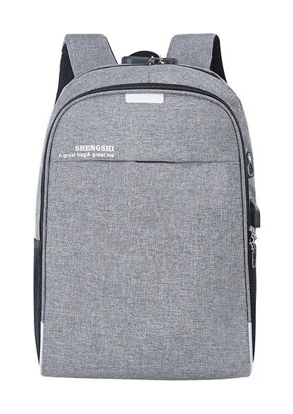 Gri 45X30X13 cm Erkek Iş Sırt Çantası Laptop Çantası USB Şarj Portu ile Şifreli Kilit Anti-Hırsızlık Tasarım Seyahat Çantası Öğrenci Okul Çantası (Yurt Dışından)