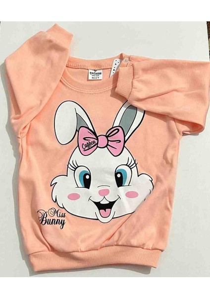 Pembe Sevimli Tavşan Desenli Alt Üst Takım