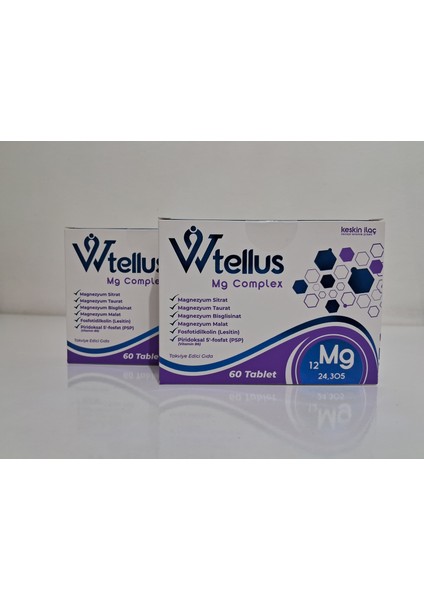 Wtellus Mg Complex Magnezyum Kompleksi Takviye Edici Gıda 60 Tablet