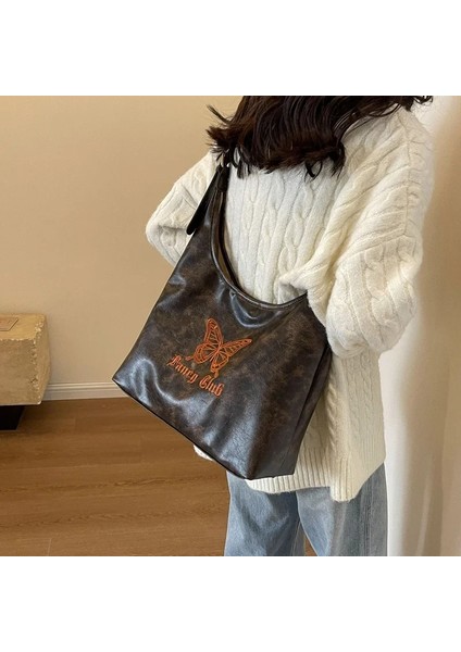 Bronz 34CMX25CMX11CM Sol Taraf Kelebek Tasarım Moda Kadın Çanta 2023 Kış Lüks Pu Deri Omuz Çantaları Kadın Trend Koltukaltı Çanta Bolsas (Yurt Dışından) modelleri