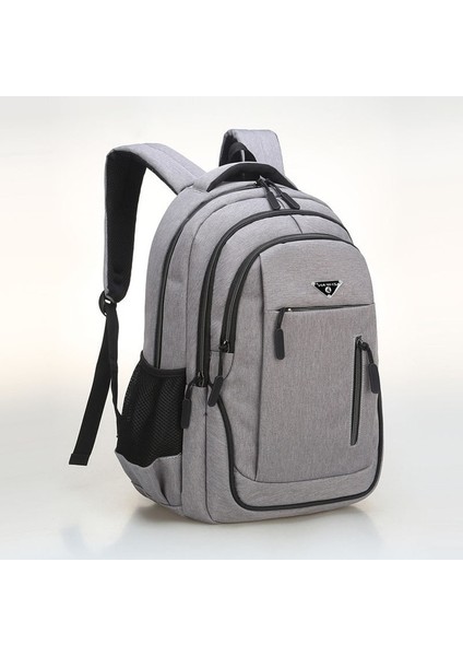 Açık Gri 18 Inç Erkek Oxford Su Geçirmez Sırt Çantası Şarj Edilebilir USB Iş Bilgisayarı Çantası Rahat Sırt Çantası Kıdemli Lise Öğrencisi Schoolbag (Yurt Dışından)