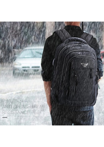 Açık Gri 18 Inç Erkek Oxford Su Geçirmez Sırt Çantası Şarj Edilebilir USB Iş Bilgisayarı Çantası Rahat Sırt Çantası Kıdemli Lise Öğrencisi Schoolbag (Yurt Dışından) modelleri