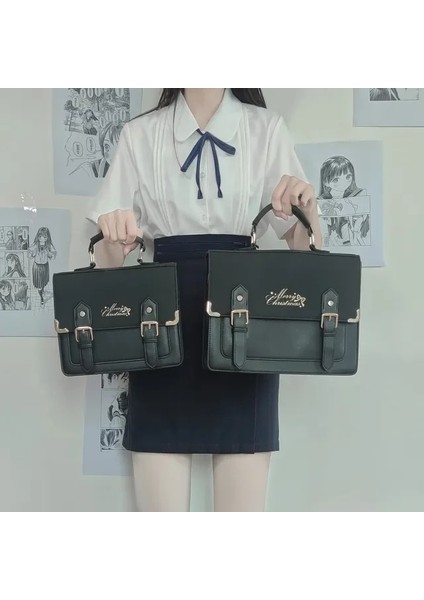 Siyah Küçük Boy Yeni Jk Üniforma Çanta Kadın Moda Satchels Çanta 2024 Genç Kız Messenger Çanta Tiki Tarzı Sırt Çantaları Büyük Kapasiteli (Yurt Dışından)