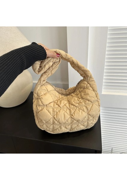 Haki Kadın Kabarcık Omuz Çantası Moda Dolgu Koltuk Altı Çanta Çok Yönlü Fermuar Koltuk Altı Çanta Rahat Günlük Arkadaş Çanta (Yurt Dışından) indirimleri