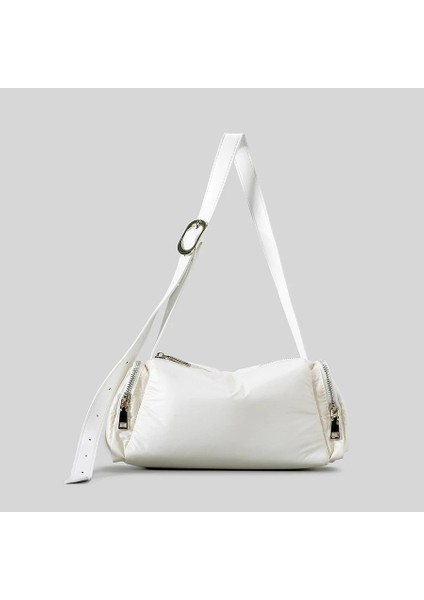 Bej Moda Basit Yastıklı Koltuk Altı Çanta Yumuşak Naylon Puffer Omuz Crossbody Çanta Rahat Hafif Iki Yan Cepler Kadın Çantası 2023 (Yurt Dışından) modelleri