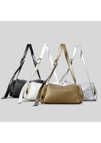 Bej Moda Basit Yastıklı Koltuk Altı Çanta Yumuşak Naylon Puffer Omuz Crossbody Çanta Rahat Hafif Iki Yan Cepler Kadın Çantası 2023 (Yurt Dışından) indirimleri
